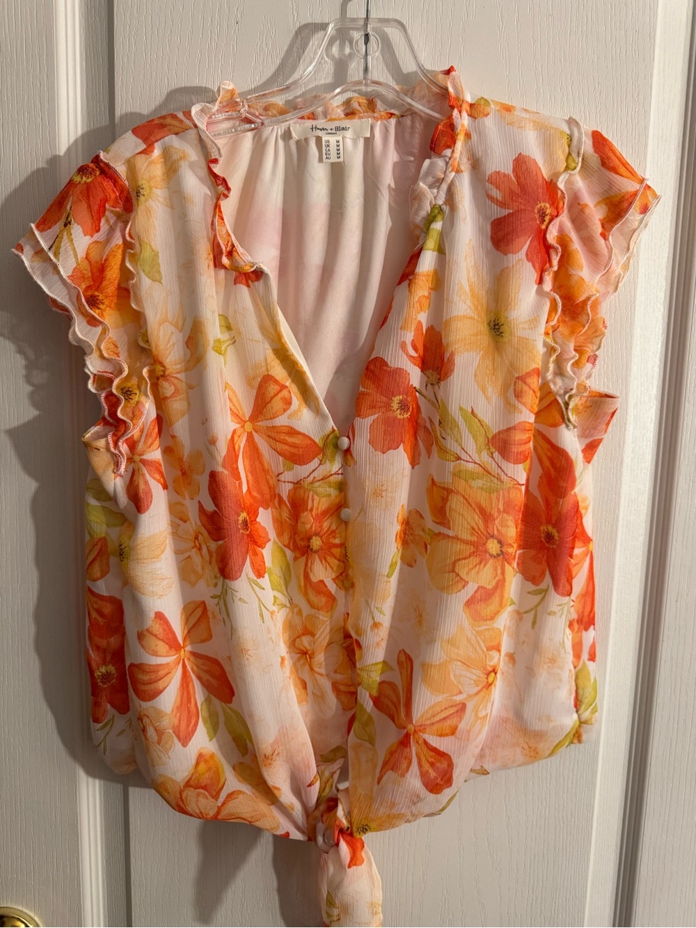 Have & Blair Floral Tie-Front Blouse in Orange and Yellow